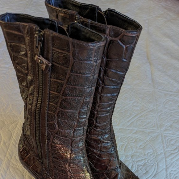 Miu Miu Embossed Crocodile  Boots  Size 39 - Picture 11 of 12
